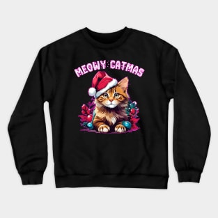 meowy catmas christmas cat Crewneck Sweatshirt